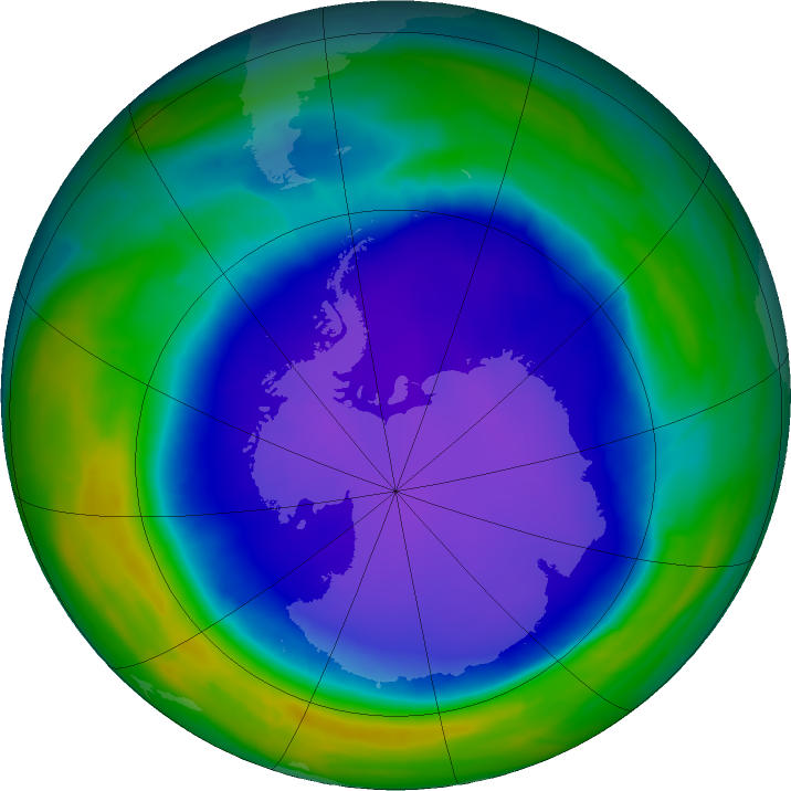 Antarctic ozone map for 17 October 2015